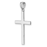 14k White Gold Latin Cross Pendant, Reversible Mirror Finish, Minimalist Religious Charm