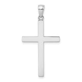 14k White Gold Latin Cross Pendant, Reversible Mirror Finish, Minimalist Religious Charm