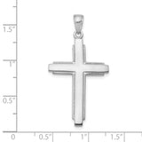 14k White Gold Cross Pendant with Rope-Edge and Polished Finish, Modern Minimalist Design