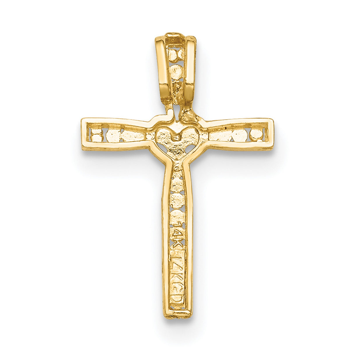 Latin Cross Chain Slide Charm Pendant in Real 14k Multi-Tone Gold