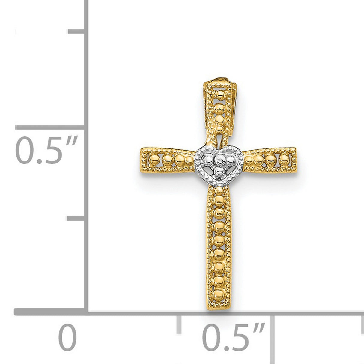 Latin Cross Chain Slide Charm Pendant in Real 14k Multi-Tone Gold