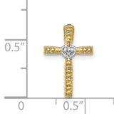 Latin Cross Chain Slide Charm Pendant in Real 14k Multi-Tone Gold