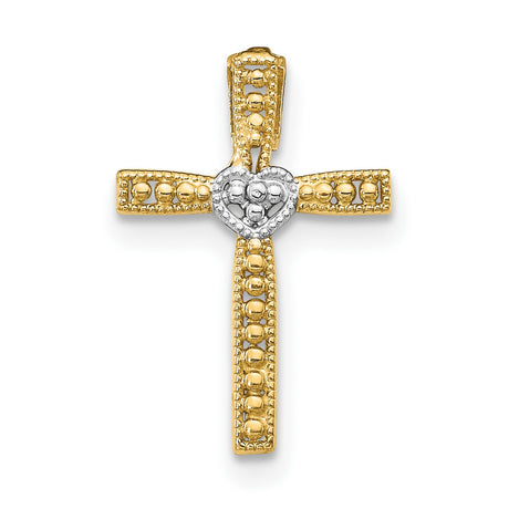 Latin Cross Chain Slide Charm Pendant in Real 14k Multi-Tone Gold