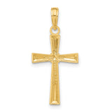 Diamond-Cut Latin Cross Charm Pendant in Real 14k Yellow Gold