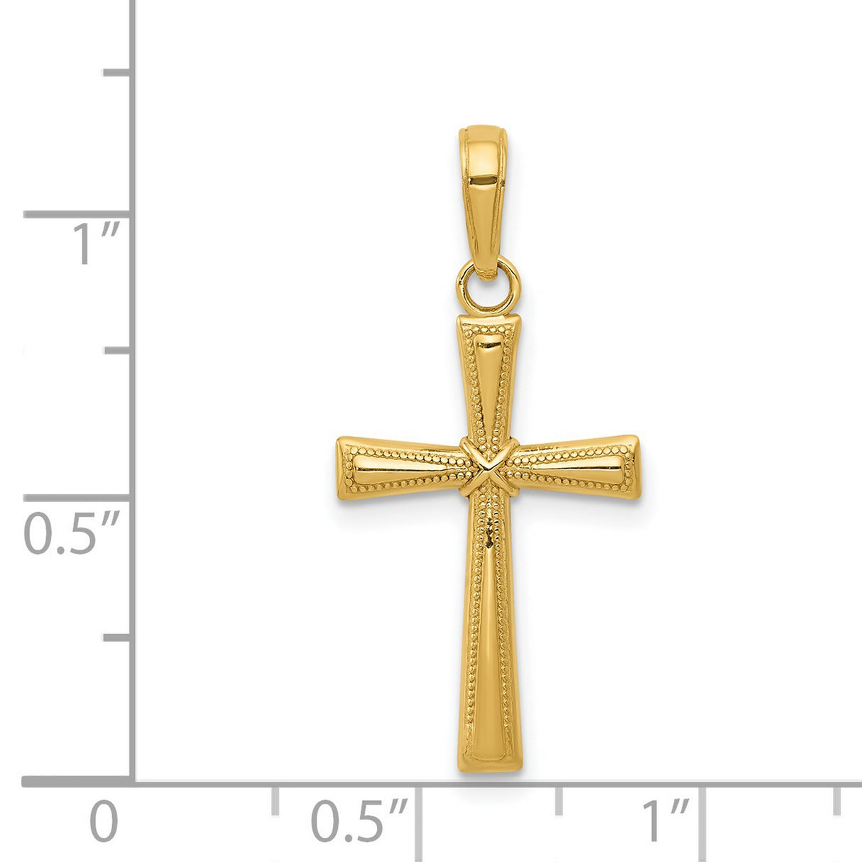 Diamond-Cut Latin Cross Charm Pendant in Real 14k Yellow Gold