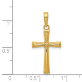 Diamond-Cut Latin Cross Charm Pendant in Real 14k Yellow Gold