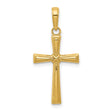 Diamond-Cut Latin Cross Charm Pendant in Real 14k Yellow Gold