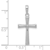 Diamond-cut X Cross Charm Pendant in Real 14k White Gold