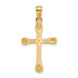 14k Yellow Gold Cross Pendant with Triangle Tipped Arms, Fluted Design, Latin Style