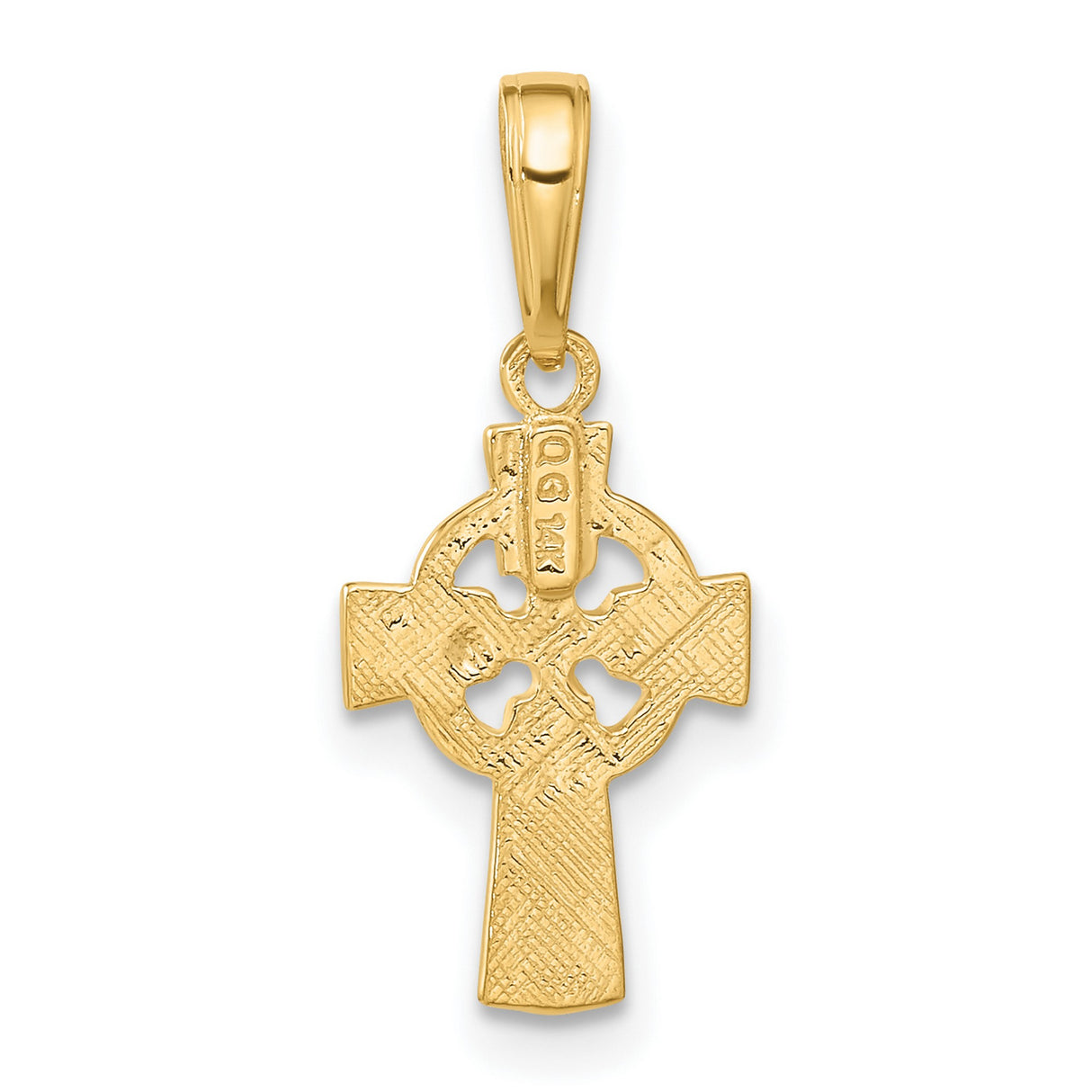 14k Yellow Gold Celtic High Cross Pendant with Woven Motif and Polished Detail