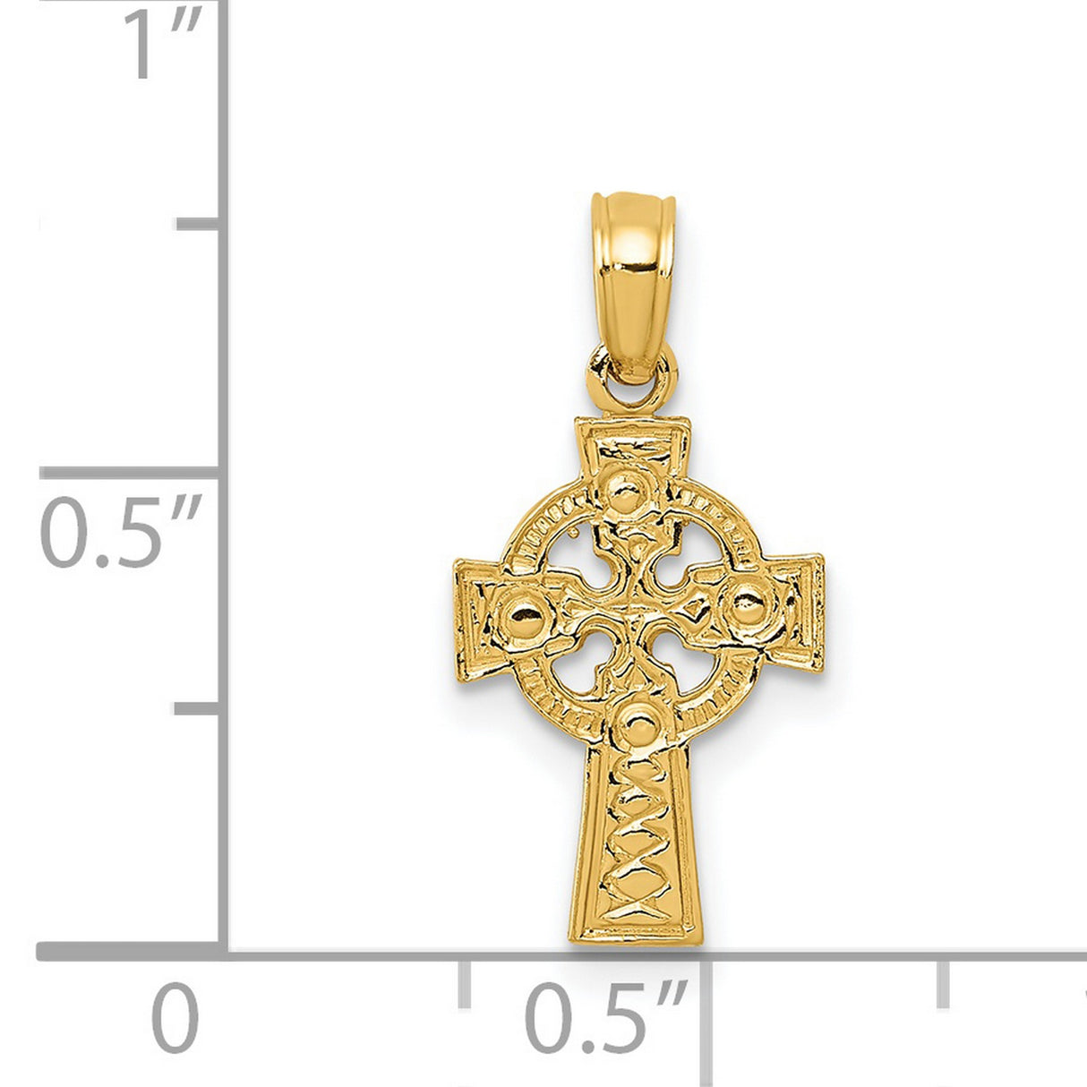 14k Yellow Gold Celtic High Cross Pendant with Woven Motif and Polished Detail