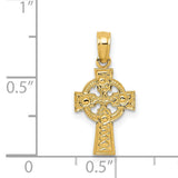 14k Yellow Gold Celtic High Cross Pendant with Woven Motif and Polished Detail