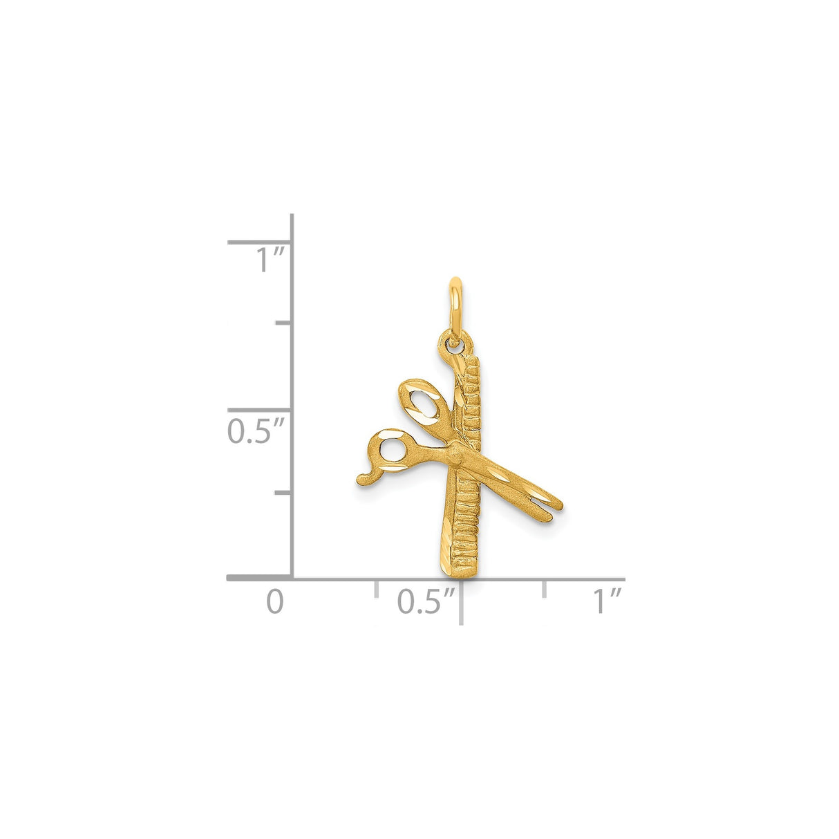14k Yellow Gold Pendant, Scissors and Comb Charm for Hairstylist or Barber