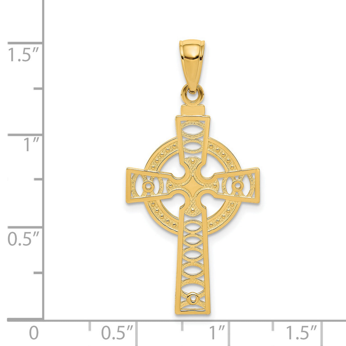 14k Yellow Gold Celtic Iona Cross Pendant with Textured Lattice Detail