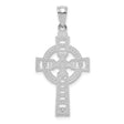 14k White Gold Celtic High Cross Pendant with Hammered Finish Open Arms Design
