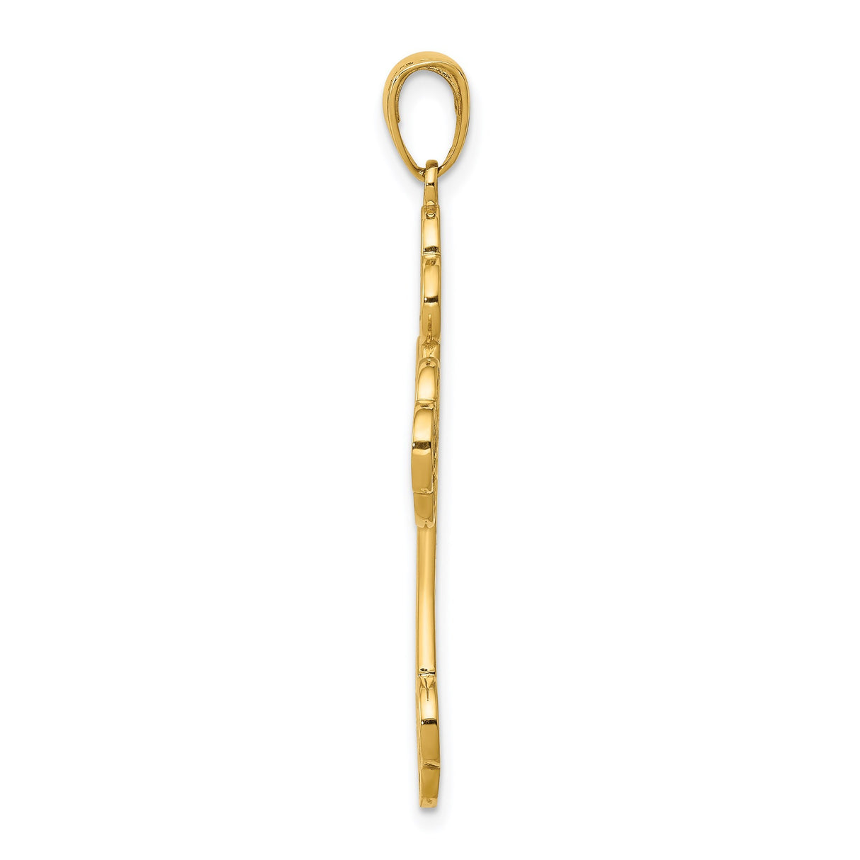 14k Yellow Gold Trefoil Cross Pendant with Multi-Color Enamel and Fleur de Lis Design
