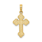 14k Yellow Gold Cross Pendant with Budded Design and Textured Detailing