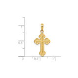 14k Yellow Gold Cross Pendant with Budded Design and Textured Detailing