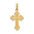 14k Yellow Gold Cross Pendant with Budded Design and Textured Detailing