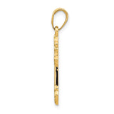 14k Yellow Gold Cross Pendant with Budded Edges and Textured Scroll Design