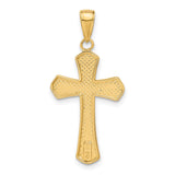 14k Yellow Gold Cross Pendant with Tapered Arms, Flared Ends, and Beveled Edges