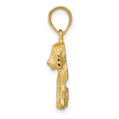 14k Yellow Gold Dog Pendant, Detailed Sitting Puppy Charm, Animal Jewelry Symbolizing Loyalty and Love
