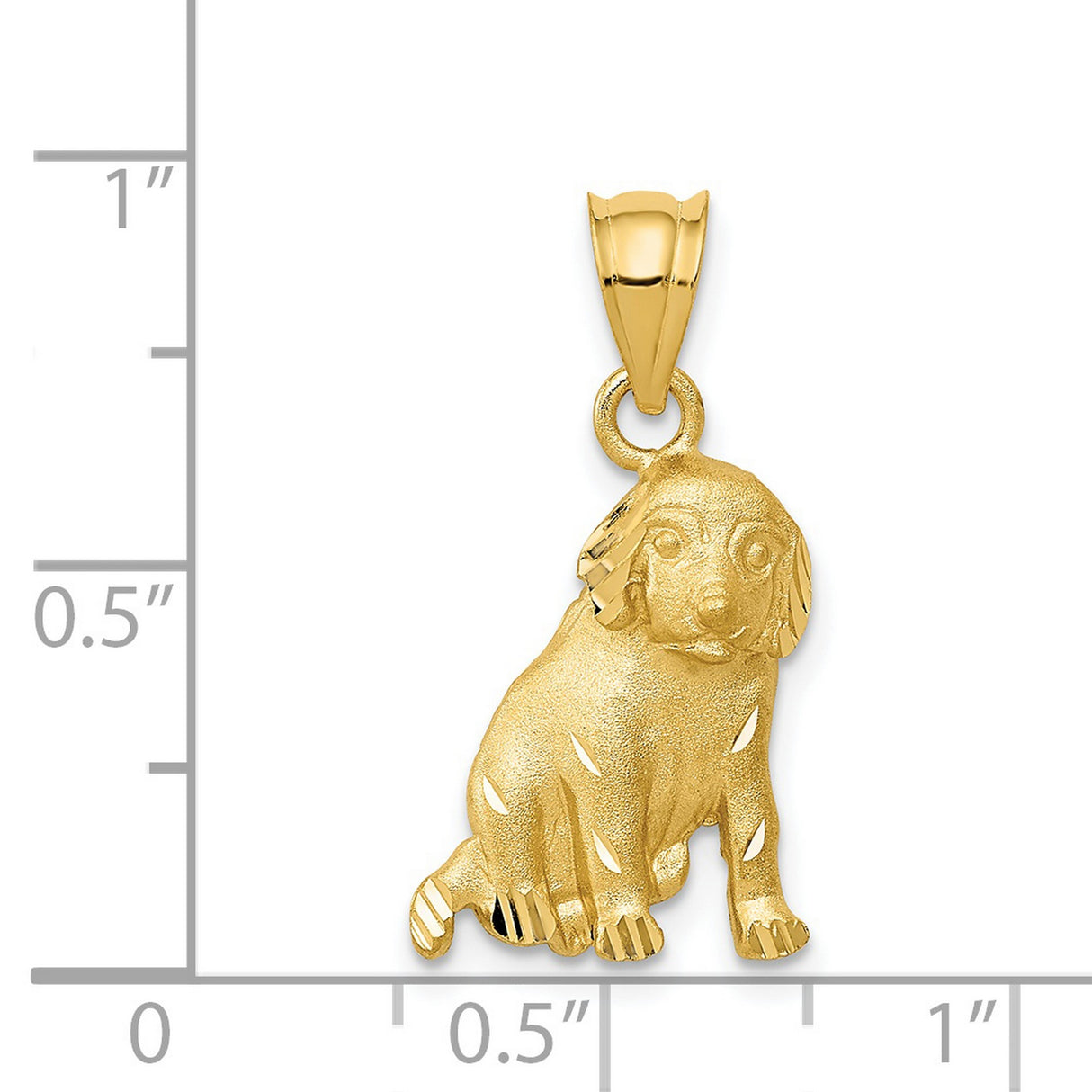 14k Yellow Gold Dog Pendant, Detailed Sitting Puppy Charm, Animal Jewelry Symbolizing Loyalty and Love