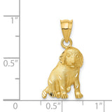 14k Yellow Gold Dog Pendant, Detailed Sitting Puppy Charm, Animal Jewelry Symbolizing Loyalty and Love