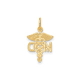 14k Yellow Gold MD Pendant with Caduceus Symbol, Medical Jewelry for Healthcare Professionals