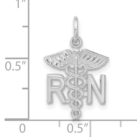 14k White Gold RN Caduceus Pendant with Medical Symbol, Nursing Graduation Charm