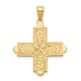 14k Yellow Gold Greek Cross Pendant with Flared Tips, Reversible Religious Charm
