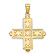 14k Yellow Gold Greek Cross Pendant with Flared Tips, Reversible Religious Charm