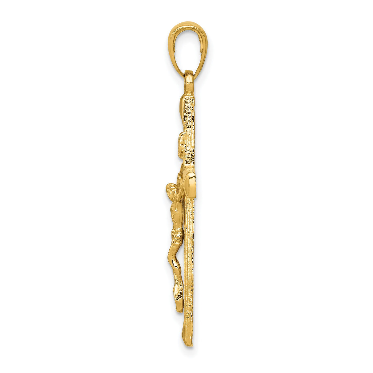 INRI Latin Crucifix Charm Pendant in Real 14k Yellow Gold