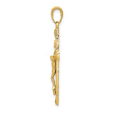 INRI Latin Crucifix Charm Pendant in Real 14k Yellow Gold