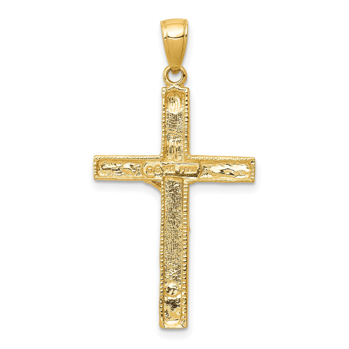 INRI Latin Crucifix Charm Pendant in Real 14k Yellow Gold