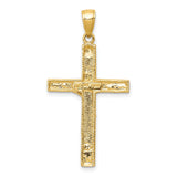 INRI Latin Crucifix Charm Pendant in Real 14k Yellow Gold