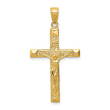 INRI Latin Crucifix Charm Pendant in Real 14k Yellow Gold