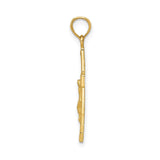 14k Yellow Gold Latin Crucifix Cross Pendant with Beveled Edges and High Polish Finish