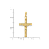 14k Yellow Gold Crucifix Pendant with Textured Christ Cross Design for Men and Women