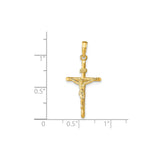 14k Yellow Gold Crucifix Pendant with INRI Cross and Jesus Figure for Men and Women