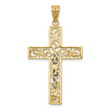 Filigree Latin Crucifix Charm Pendant in Real 14k Multi-Tone Gold