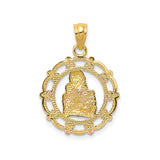 14k Multi-Tone Gold Virgin Mary and Baby Jesus Oval Pendant, Catholic Medallion Charm