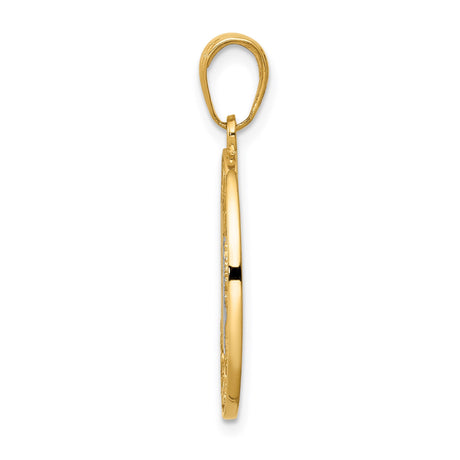 14k Yellow Gold Oval Pendant with Angel Wings and Guardian Angel Prayer