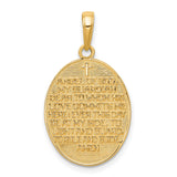 Reversible Guardian Angel Prayers Words With Full Script Charm Pendant in Real 14k Multi-Tone Gold