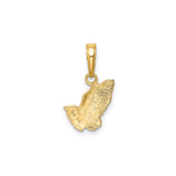 14k Yellow Gold Praying Hands Pendant, Christian Faith Jewelry for Men and Women