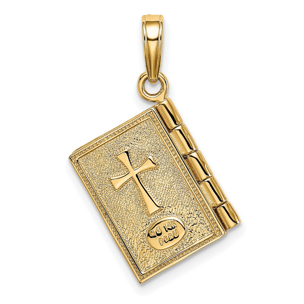 Opening Book With Serenity Prayer Inside Charm Pendant in Real 14k Yellow Gold