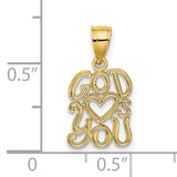 GOD HEARTS YOU Charm Pendant in Real 14k Yellow Gold