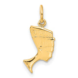 14k Yellow Gold Nefertiti Pendant, African Queen Profile, Egyptian Heritage Charm, Afrocentric Jewelry