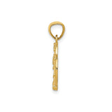 14k Yellow Gold Pretzel Pendant Charm with Raised Texture and Salted Detail