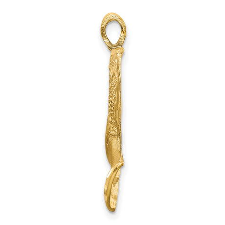 14k Yellow Gold African Queen Pendant, Textured Nefertiti Silhouette with Crown Design